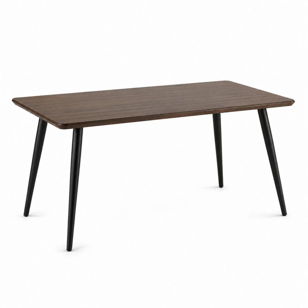 Table à manger rectangulaire marron foncé et noir en MDF et acier 120 x 80 x 75 cm