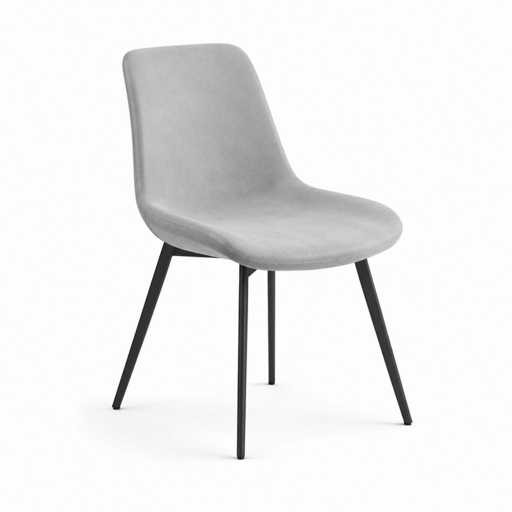 Chaise de salle à manger grise en polyuréthane à dossier arrondi 46 x 54 x 86 cm