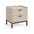 Table de chevet beige en MDF mélaminé avec 2 tiroirs et piètement acier 45 x 40 x 60 cm