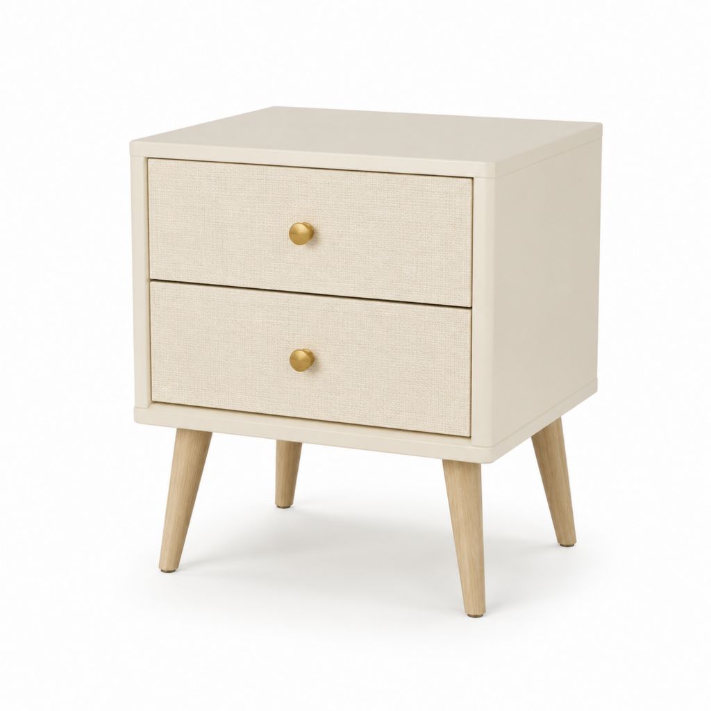 Table de chevet 2 tiroirs beige en MDF 50 x 40 x 60 cm