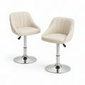 Lot de 2 chaises de salle à manger pivotantes réglables crème en similicuir PU et acier chromé 48 x 52 x 83-104 cm