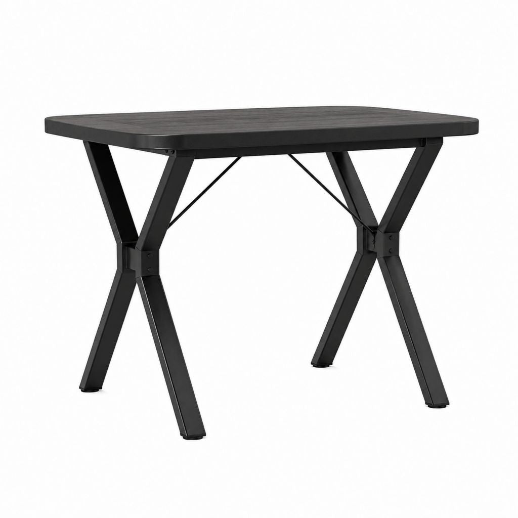 Table à manger rectangulaire noire en MDF et acier 120 x 60 x 75 cm
