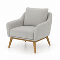Fauteuil de salon gris en polyester avec pieds en bois massif 75 x 80 x 85 cm