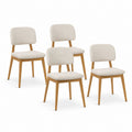 Lot de 4 chaises de salle à manger beige en polyester et bois massif d'hévéa 48 x 55 x 82 cm
