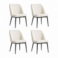 Lot de 4 chaises de salle à manger crème en polyester avec pieds en acier 48 x 58 x 83 cm