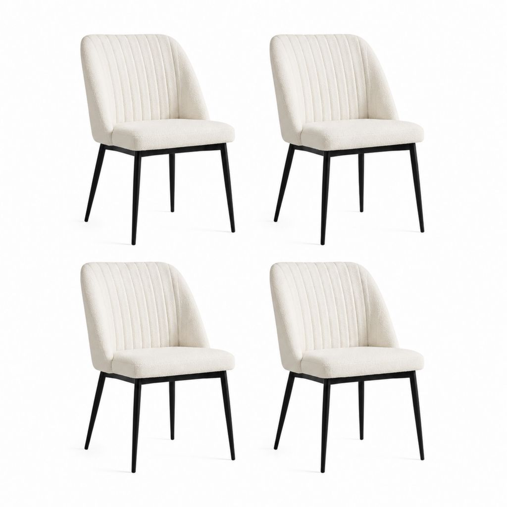 Lot de 4 chaises de salle à manger crème en polyester avec pieds en acier 48 x 58 x 83 cm