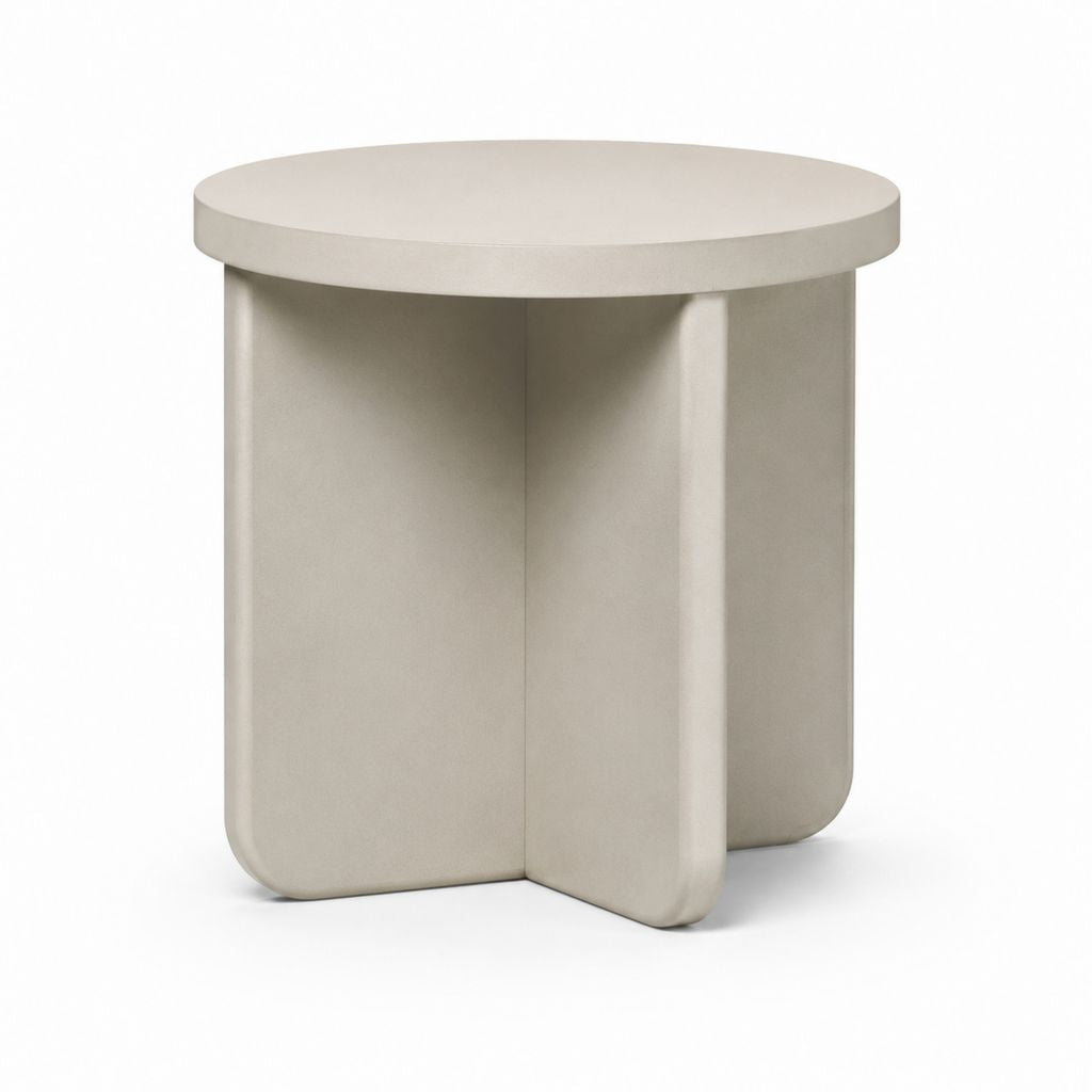 Table d'appoint ronde beige en MDF 45 cm x 50 cm