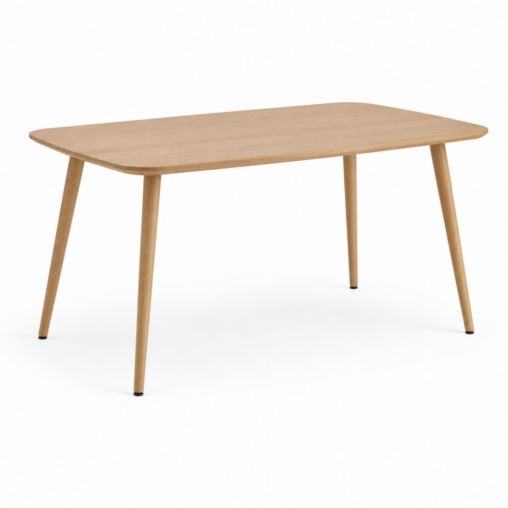Table à manger rectangulaire chêne clair MDF et hévéa 120 x 80 x 75 cm
