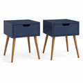 Lot de 2 tables de chevet bleu nuit en MDF avec pieds en pin massif 40 x 30 x 60 cm