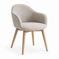 Chaise de salle à manger avec accoudoirs beige en polyester et hêtre massif 58 x 60 x 80 cm