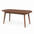 Table à manger ovale en MDF plaqué noyer avec pieds en hévéa 180 x 90 x 75 cm