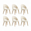 Lot de 6 chaises de salle à manger beige en similicuir PU avec pieds en bois massif 56 x 55 x 79 cm