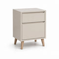 Table de chevet 2 tiroirs beige en panneaux MDF rectangulaire 40 x 35 x 55 cm