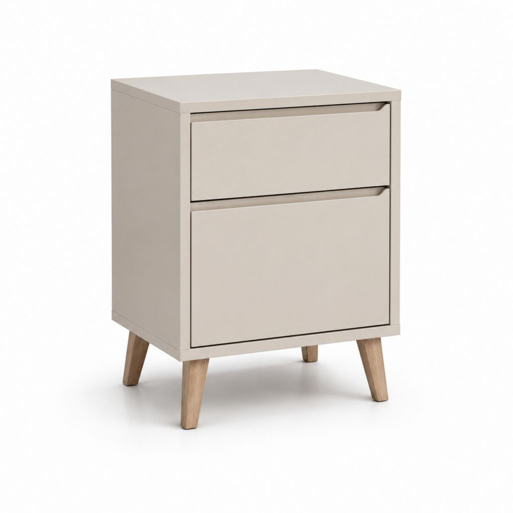 Table de chevet 2 tiroirs beige en panneaux MDF rectangulaire 40 x 35 x 55 cm