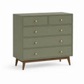 Commode basse 6 tiroirs vert olive en panneaux MDF 100 x 45 x 90 cm