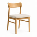 Chaise de salle à manger en chêne massif naturel avec assise rembourrée en polyester beige dossier incurvé 45 x 52 x 78 cm